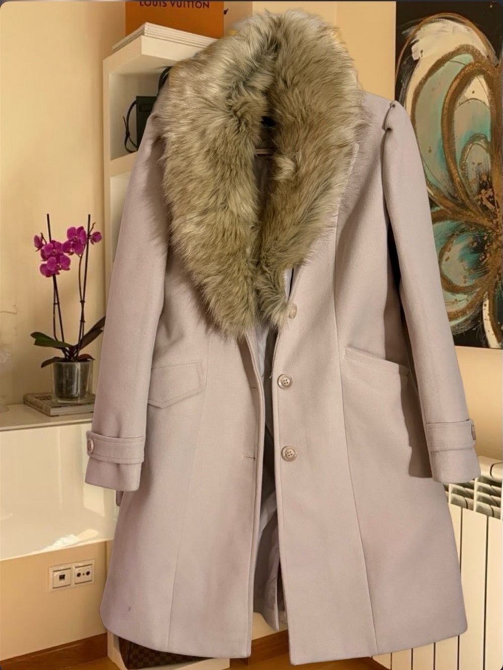 LA COALITIÓN Elegant Beige Coat with Faux Fur Collar | Minimalist Winter Chic✨